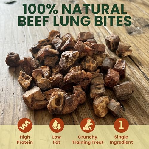 2.5 Lb Beef Lung Training Treats for Dogs – Single Ingredient Crunchy Bites, High Protein Cubes, Low Fat Natural Dog Treats, Perfect Reward Snacks for All Dogs