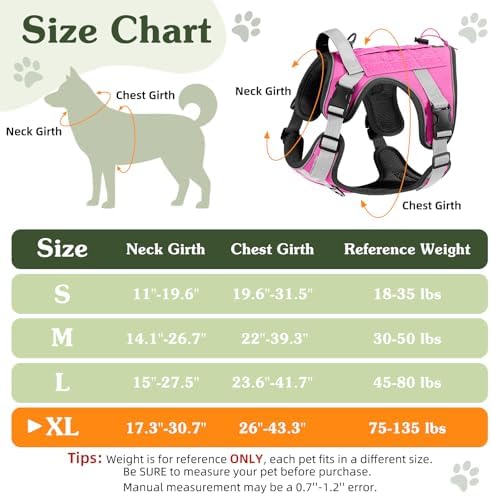 VavoPaw Heavy Duty Tactical Dog Harness for Large Dogs, No Pull Adjustable