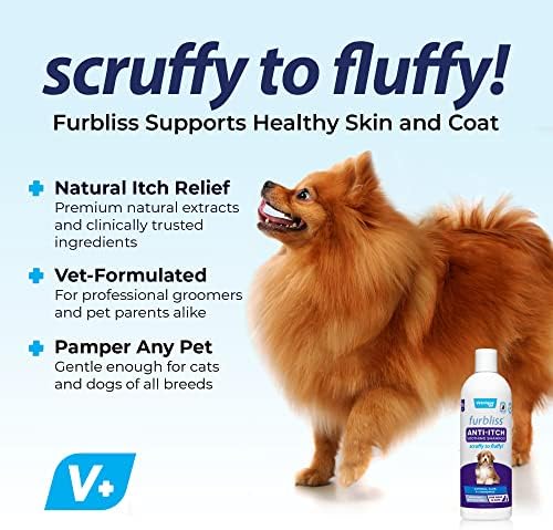 Vetnique Furbliss Shampoo for Dogs with Itchy Skin, Hypoallergenic, Calming for Sensitive Skin Grooming Care Puppy Shampoo (Anti-Itch)