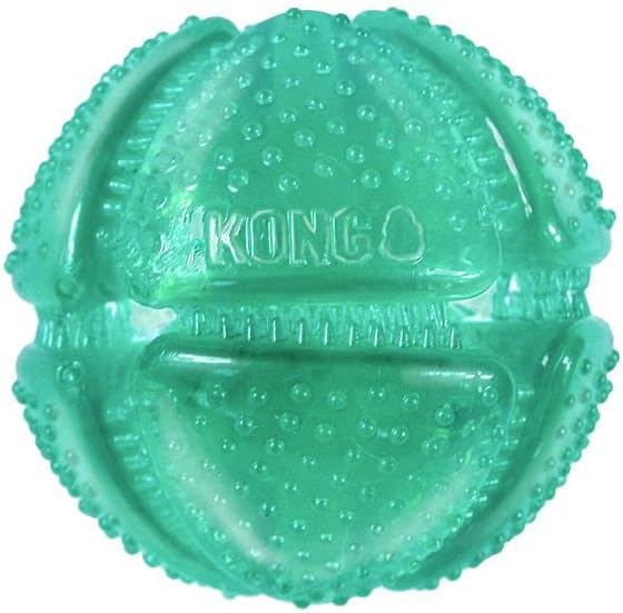 KONG Squeezz Dental Ball, Flexible Dental Chew Toy, for Medium/Large Dogs | Flexible Squeezable Dental Toy for Gentle & Mild Chewers, Helps Clean Teeth & Gums During Engaging Play
