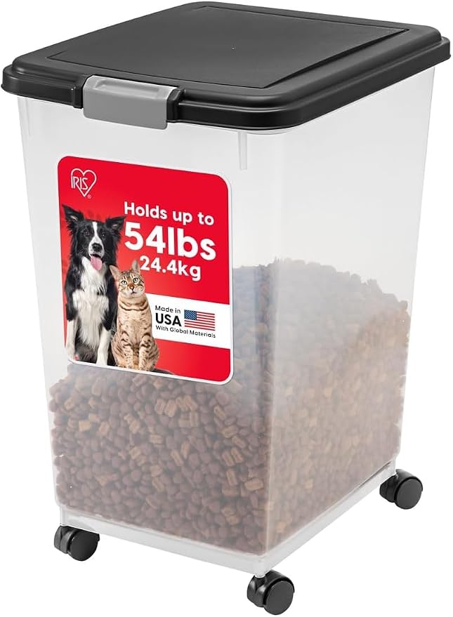 IRIS USA Dog Food Storage Container, Up to 54 lbs, Black
