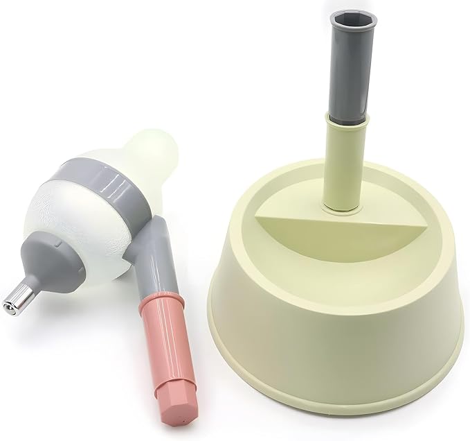 NACOCO Pet Standing Water Dispenser Cat Dog Standing Bowl with Detachable Pole Automatically Feeding Water Height Adjustable(Green-Grey)