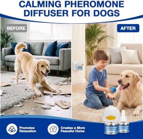 Dog Calming Pheromones Diffuser 6 in 1 Kit Appeasing Pheromone Diffuser to Calm (2, 4-Pack, 6 in