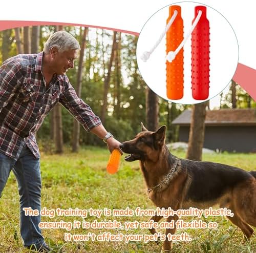 Blueweenly Red and Orange Dog Bumper Toy Training Dummy, 4 Pcs | Plastic Puppy Training Float Toy, Lightweight for Float on the Water Pool Outdoor Training Hunting Fetching