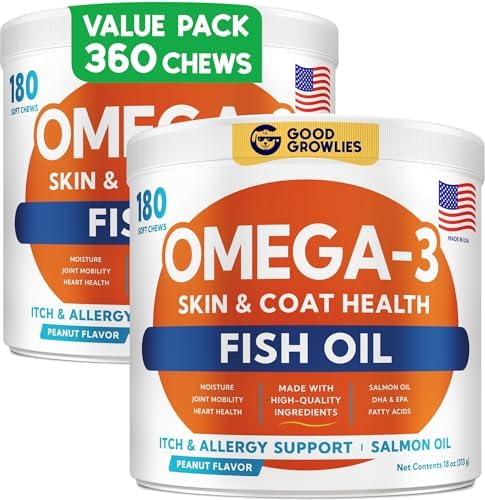 Omega 3 Fish Oil for Dogs - Skin & Coat Support, Itch & Allergy Relief