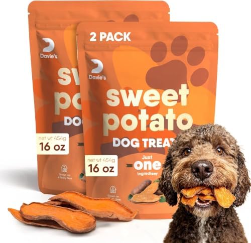 Davie's Naturals Sweet Potato Dog Chews, 1 lb Pack of 2
