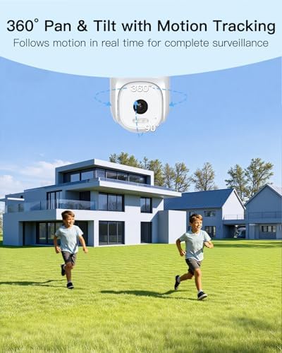VIMTAG Pan/Tilt Outdoor Security Camera, 2.5K 4MP WiFi Home CCTV Camera, 360° View & Motion Tracking, Color Night Vision, 2-Way Audio, AI Detection Alarm, IP66, Cloud & SD Card Storage, Works w/Alexa