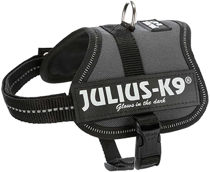 Julius-K9 K9 Powerharness, Size: 2XS / Baby 2, Anthracite, Dog Harness, Secure Lifting Handle and Heavy-Duty Buckles