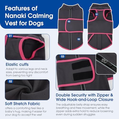 Nanaki Skin-Friendly Anxiety Vest Jacket for Dogs from Storms & Fireworks, X-Large(Chest Girth:33.9")