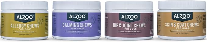 ALZOO Hip and Joint Supplement Dogs, Glucosamine Chondroitin MSM Formula, Mobility & Joint Support Supplement, Peanut Butter Flavor, Soft Chews, 90 Count, All Breeds
