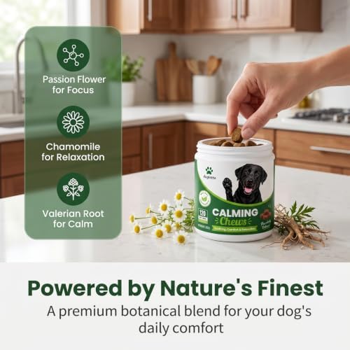 Doglette Calming Chews for Dogs, Natural Relaxation Support with Chamomile, Passion Flower & Valerian Root for Everyday Care, Chicken Flavor