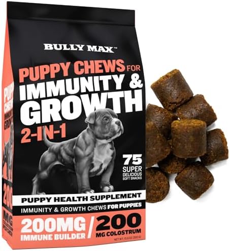 Bully Max Dog Vitality Chews, Muscle Builder Tabs (60 tabs) & Puppy Chews Bundle – Daily Dog Supplements for Muscle Support, Immune Health, and Complete Nutrition for Puppies, Adults, and Seniors