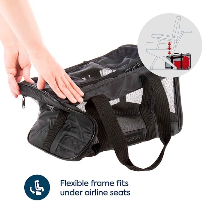 Sherpa Deluxe Airline Approved Soft-Sided Dog & Cat Carrier, Black, Large