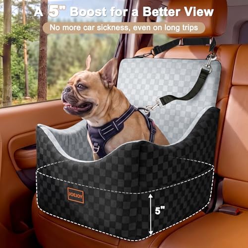 JOEJOY Elevated Dog Car Seat - Grey, up to 35lbs, Memory Foam