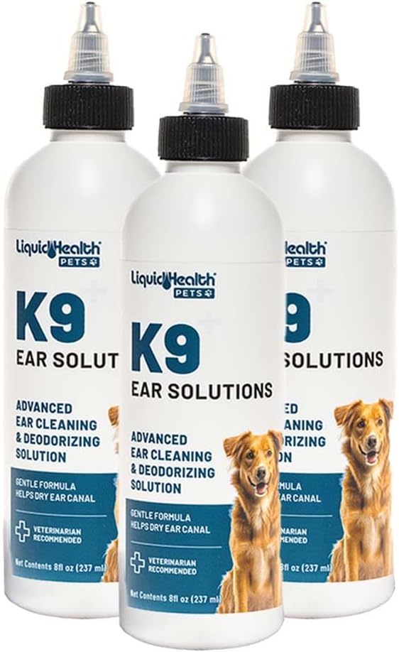 LIQUIDHEALTH Pets K9 Dog Ear Cleaner Wash Solutions, 8 oz 3 Pack