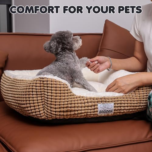 Calming Rectangle Dog & Cat Bed, Small, 20", Coffee