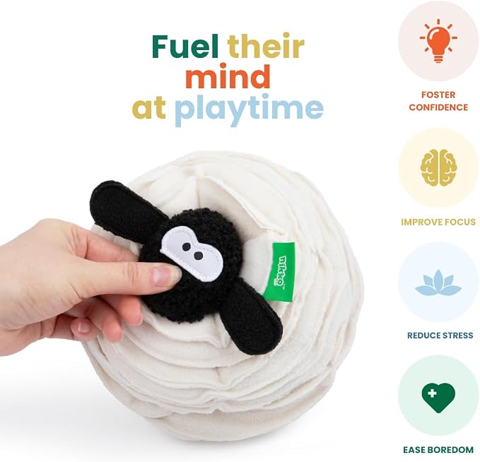 Snuffle Ball, Interactive Plush Enrichment Toy, Treat-Dispensing Puzzle for Dogs, Nosework Sheep Toy, Soft & Washable, Not for Children