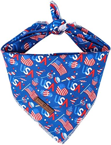 lionet paws Patriotic 4th of July Dog Bandana American Flag for Small Medium Large, Large (Pack of 1), Small