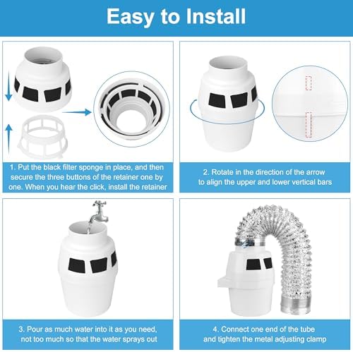 𝗨𝗽𝗴𝗿𝗮𝗱𝗲𝗱 Oterbear 3 in 1 Indoor Dryer Vent Kit with Dryer Vent Hose - Dryer Lint Catcher Water Filter Bucket - Dryer Lint Trap for Electric Dryer, Filter Sponge with Holder, Filter Bucket
