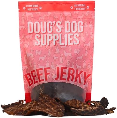 Doug's Dog Supplies Beef Jerky for Dogs - Single Ingredient, Grain-Free, High-Protein (8 Ounces, Beef)