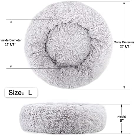 NOYAL Calming Dog Bed Donut Anti Anxiety Fluffy Dog Bed for Small Medium Dog and Cat