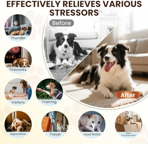 Dog Pheromones Calming Diffuser to Calm Dogs 6 IN 1 Kit (2 Diffusers+4 Refills), 6 IN