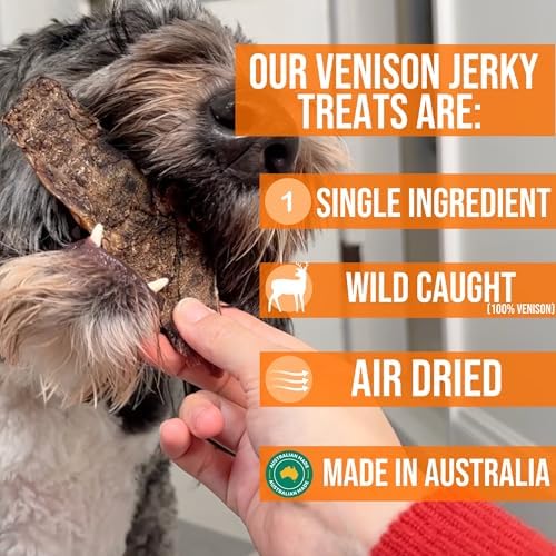 Doug's Dog Supplies Venison Jerky for Dogs - Single Ingredient, Air-Dried, Hypoallergenic (8 Ounces, Venison)