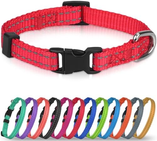 Joytale Feather-Light Puppy Collar for Extra Small Dogs, 3/8", Red