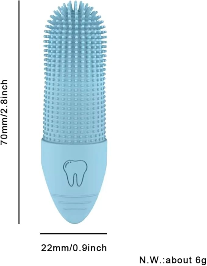 Happy Smile Dog Toothbrush 360° – Soft Silicone Finger Toothbrush for Dogs & Cats, Gentle Teeth Cleaning, BPA-Free, 2-Pack (Blue & Green)
