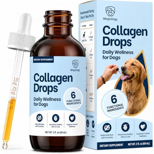 Liquid Collagen for Dogs - Dog Collagen Drops for Dogs, Supports Joints, Skin, Coat, Bones and Itch Relief for Dog, 6 in 1 Formula, 3 Types Collagens, Biotin, Vitamin C, Vitamin E and Hyaluronic Acid