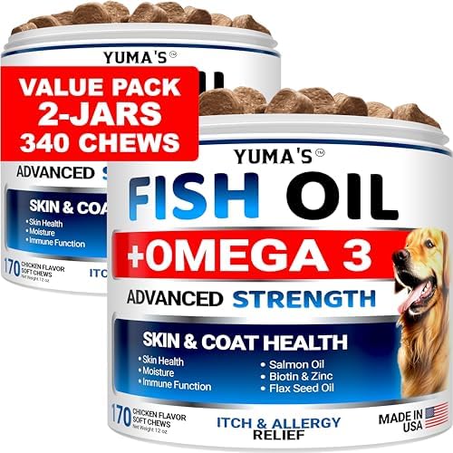 (2 Pack) Omega 3 Fish Oil for Dogs - 340 Ct - Dog Skin and Coat Supplement