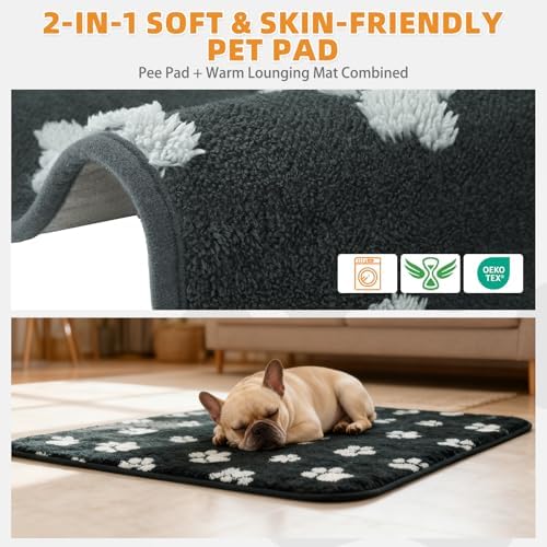 KOOLTAIL Washable & Waterproof Dog Whelping Pad for Large Dogs, 36x41in Super Absorbent & Soft Warm Plush Puppy Pads Potty Training, Quick Dry Reusable Pet Mats for Whelping Box Supplies,Playpen,Crate