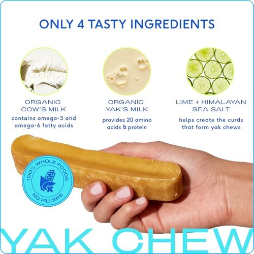 Native Pet Omega Oil for Dogs - Dog Fish Oil Supplements 8 Oz & 3 Large Yak Chews for Dogs | Pasture-Raised and Organic Yak Cheese Himalayan Churpi Chews