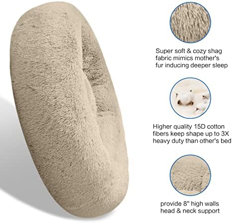 SAVFOX Calming Donut Dog Bed, 45", Beige