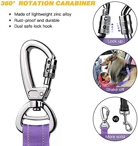 AUBELL Dog Seat Belt for Car - 2-Pack Set, Black+Purple