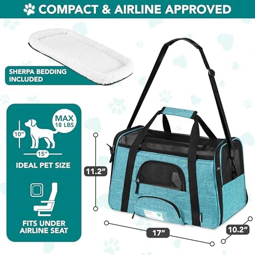 PetAmi Airline Approved Pet Carrier, Cats & Small Dogs, Small, Heather Blue