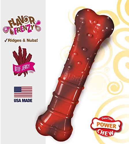 Nylabone Power Chew Textured Bone Dog Chew Toy, Beef Jerky Flavor, X-Small | Durable, long lasting, discourages destructive chewing, teeth-cleaning textures, flavor throughout, for dogs up to 15 lbs