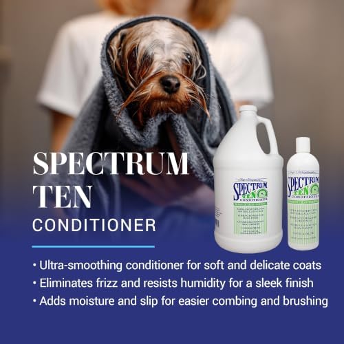 Chris Christensen Spectrum 10 (Ten) Ultra Concentrated Therapeutic Cream Dog Conditioner, Makes up to 16 Bottles, Moisturizes Smoothes Dry Frizzy Coats, All Coat Types, Made in USA, 1 gal