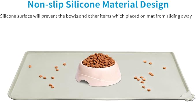AUDWUD Silicone Waterproof Dog Cat Pet Feeding Mats,Anti-Slip Pet Bowl Mats,Pet Feeding Mat