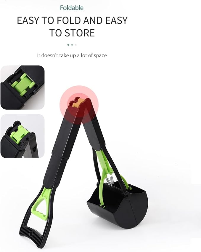 32" Portable Pooper Scooper with Long Handle,Foldable Durable,No Bending Waste Pick Up Tool for Back Pain Sufferers,Pet Waste Scoop,Multi-Use Litter Picker for Yard Street Grass Outdoor Cleanup(Green)