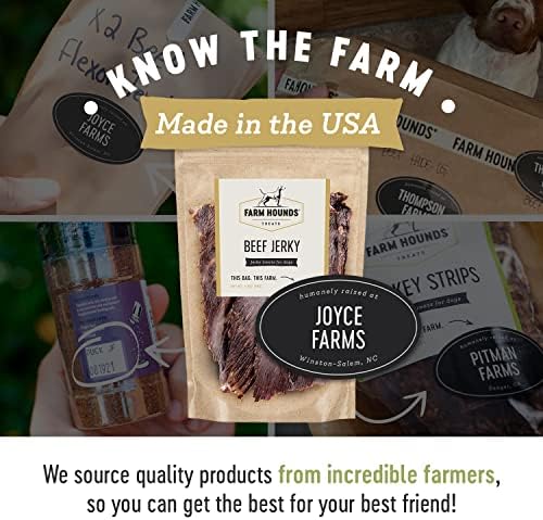Farm Hounds - Beef Jerky - Premium Natural Jerky for Dogs - Made from 100% Humanely Raised Cattle - Break-to-Size - Great for Training & Treats - No Added Fillers - Made in USA - 3.5 oz - 1 Pack