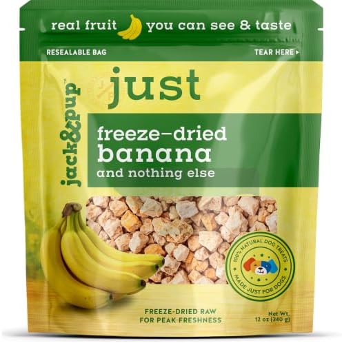 Jack&Pup Freeze-Dried Banana Treats for Dogs, Single Ingredient Dog Treats
