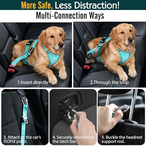 Pawaboo Dog Car Harness, Adjustable Dog Safety Vest Harness with Seat Belt