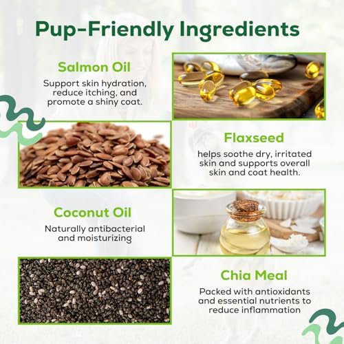 Omega 3 Allergy Immune Bites for Dogs – 10 Oz Dog Supplement with Salmon Oil, Vegetable Blend – Peanut Butter Flavored Dog Allergy Relief Supplements for Itchy Skin