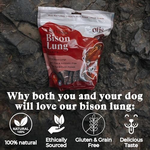 O.T.I.S. Wild Things Bison Lung Filets – 4 oz – Single-Ingredient Dog Treats – Grass-Fed, Farm-Raised Bison – No Hormones, Antibiotics, or Additives