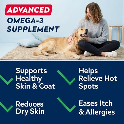 Omega 3 for Dogs - Fish Oil Skin & Coat Supplement, Itch & Allergy Support