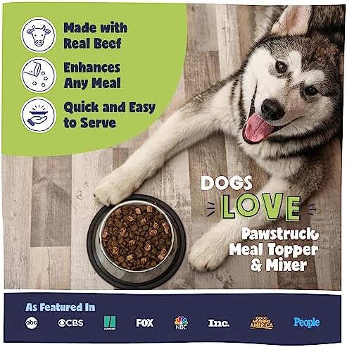Pawstruck Vet Recommended Air Dried Dog Food Toppers for Picky Eaters, Made in USA with Real Beef, Premium Meal Mix-in Kibble Enhancer, 8 oz, Packaging May Vary