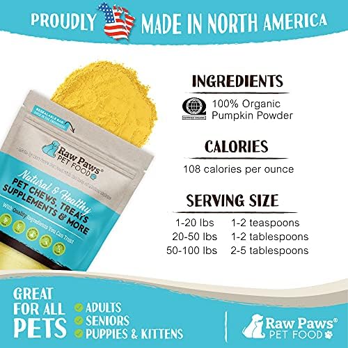 Raw Paws Organic Pumpkin Powder for Dogs & Cats, 16-Ounce - Fiber Digestion