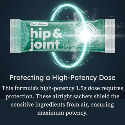 PetCultures Hip & Joint Tribiotic Dog Supplement Powder – Glucosamine, Chondroitin, MSM, and Gut-Joint Axis Support (30)
