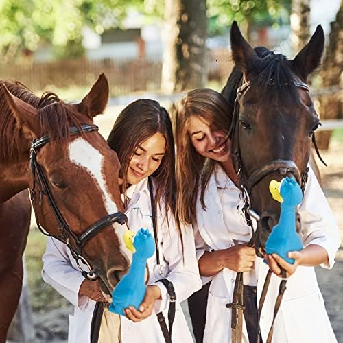 Hungdao 1 Pcs Horse Toys Latex Squeaky Squeeze Chicken Squeak Turkey Balls for Play Fake Screaming Chicken Toys for Horses Soccer Ball for Reduce Separation Anxiety Noise Maker (Blue)